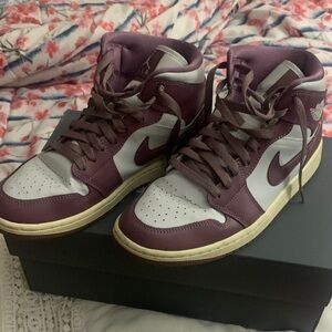 Jordan High-Top Sneakers in Burgundy and White